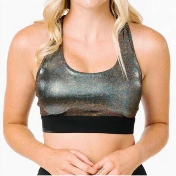 ZYIA Other - ZYIA Racerback Holographic Silver Sports Bra M